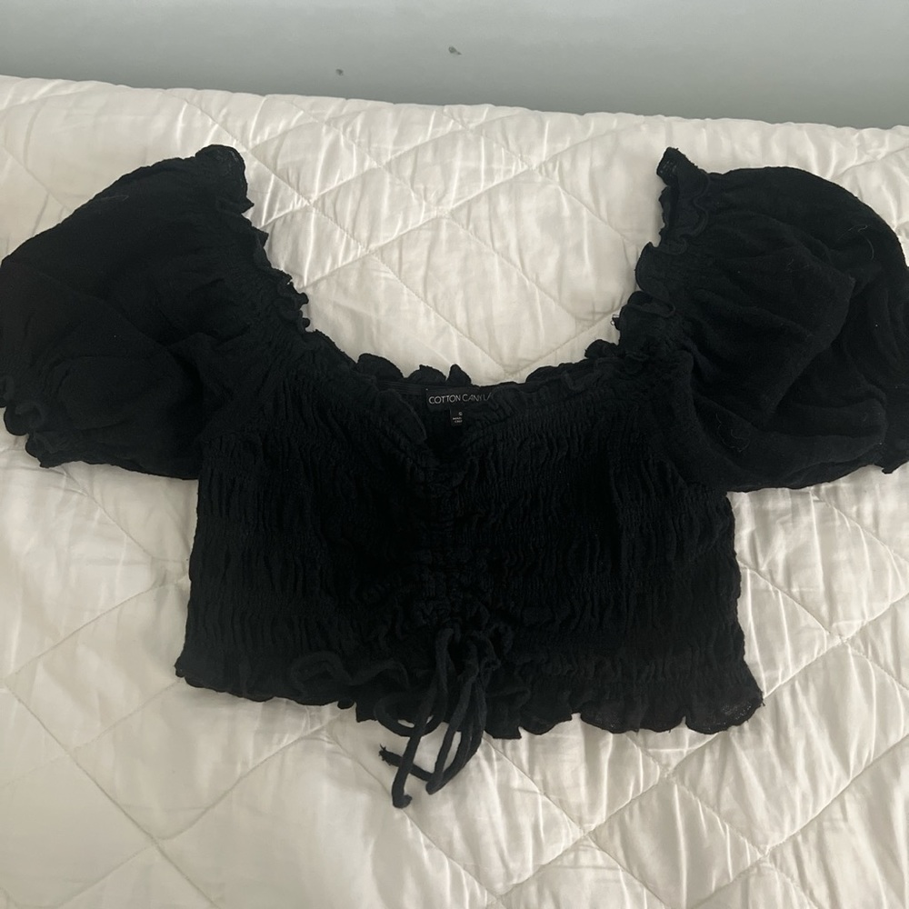 Cotton candy LA black crop top